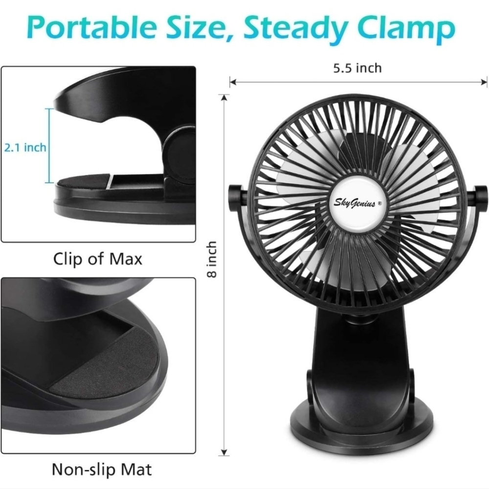 Rechargeable Clip Stroller fan desk fan 5 inch - Picture 4 of 10